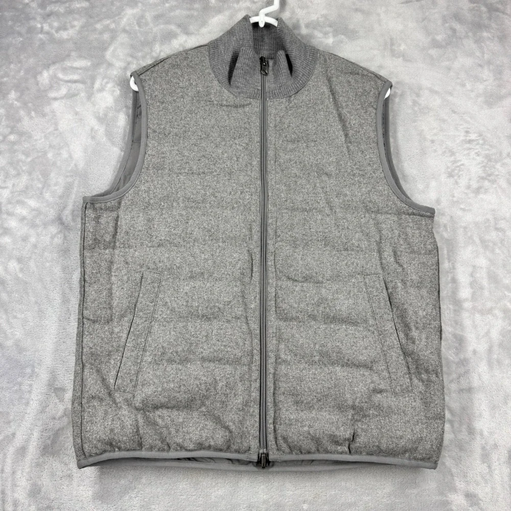 COLLARS & CO Regent Reversible Quilted Wool Vest Mens S Heathered Grey NWOT